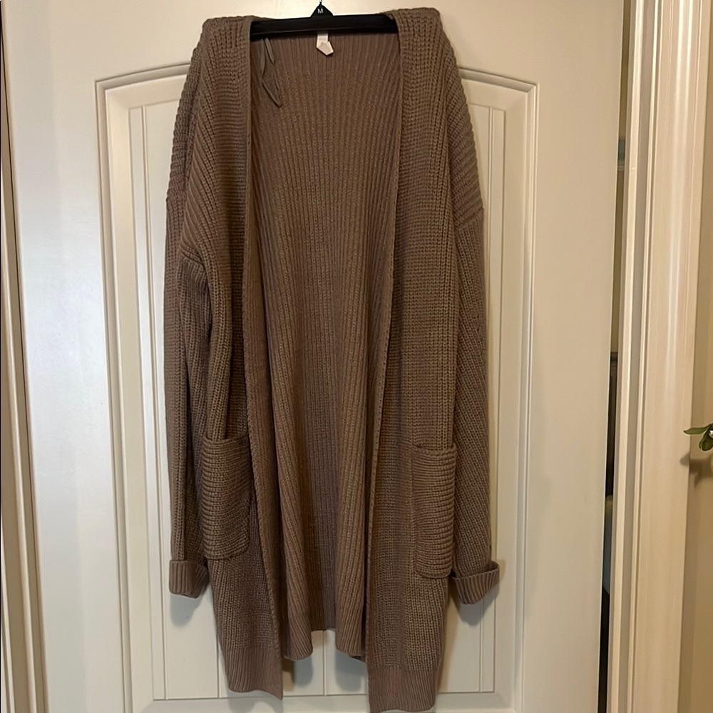 Cozy Tan Open-Front Sweater